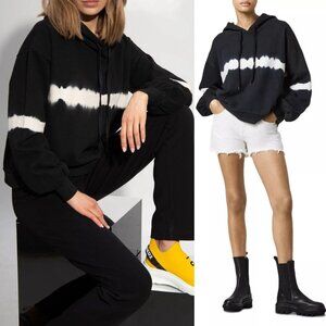 AllSaints - Rihan Tie Dye Hooded Sweatshirt 6229624 | XS | Black & White Stripe